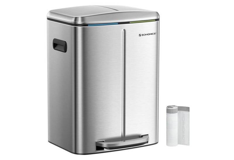 SONGMICS Mülleimer Abfalleimer, 2 x 20 L, Treteimer aus Metall von SONGMICS