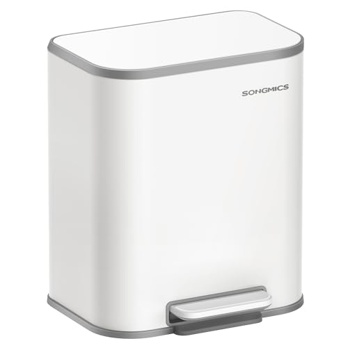 SONGMICS Mülleimer Küche, 20 Liter Abfalleimer mit Deckel, Tretmülleimer, Stahl, Softclose, Offenhaltefunktion, mit Inneneimer, breites rutschfestes Pedal, wolkenweiß LTB542W02 SONGMICS Mülleimer Küche, 20 Liter Abfalleimer mit Deckel, Tretmülleimer, Stahl, Softclose, Offenhaltefunktion, mit Inneneimer, breites rutschfestes Pedal, wolkenweiß LTB542W02 von SONGMICS