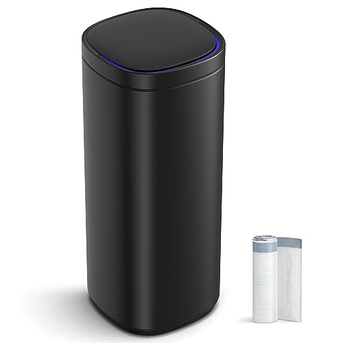 SONGMICS Mülleimer mit Bewegungssensor, Abfalleimer Küche 50 L automatisch, Anzeigelicht in mehreren Farben, Deckel mit Offenhaltefunktion, Stahl, schwarz LTB620B5002 SONGMICS Mülleimer mit Bewegungssensor, Abfalleimer Küche 50 L automatisch, Anzeigelicht in mehreren Farben, Deckel mit Offenhaltefunktion, Stahl, schwarz LTB620B5002 von SONGMICS