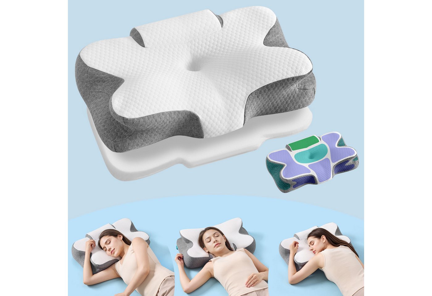 SONGMICS Nackenstützkissen, Kopfkissen, höhenverstellbar, Memory Foam für Seiten- & Bauchschlaf SONGMICS Nackenstützkissen, Kopfkissen, höhenverstellbar, Memory Foam für Seiten- & Bauchschlaf von SONGMICS