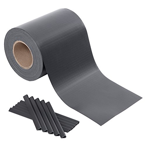 SONGMICS PVC Sichtschutzstreifen Zaunfolie 50 m x 19 cm extra dick Blickdicht mit 25 x Befestigungsclips anthrazit GPJ50GY von SONGMICS