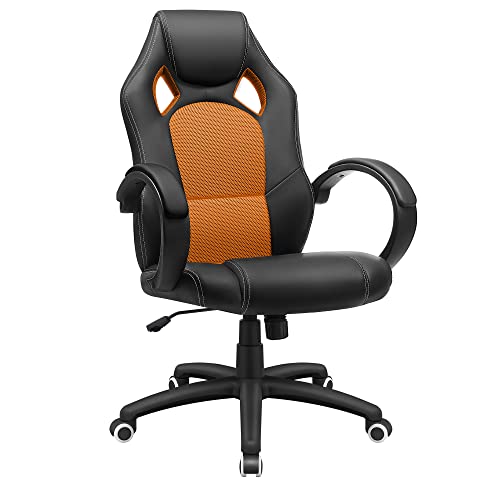 SONGMICS Racing Stuhl Bürostuhl Gaming Stuhl Chefsessel Drehstuhl PU, schwarz-orange, OBG56BO von SONGMICS
