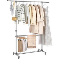 SONGMICS Rollgarderobe LLR401 grau Metall 101,0 - 166,0 x 113,0 - 180,0 cm von SONGMICS