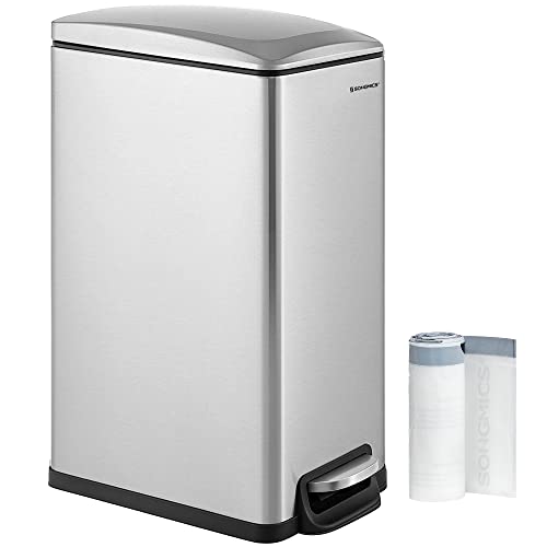 SONGMICS Schlanker Mülleimer, 12,7 Liter Mülleimer für schmale Räume mit Absenkautomatik-Deckel, Inneneimer und Trittpedal, Edelstahl, 15 Müllbeutel im Lieferumfang enthalten, Silber ULTB510E48 SONGMICS Schlanker Mülleimer, 12,7 Liter Mülleimer für schmale Räume mit Absenkautomatik-Deckel, Inneneimer und Trittpedal, Edelstahl, 15 Müllbeutel im Lieferumfang enthalten, Silber ULTB510E48 von SONGMICS