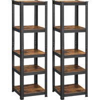 Songmics - Schwerlastregal, 2er Set, Bücherregal, Lagerregal, Standregal, 5 Ablagen, 150 x 37 x 37 cm, bis 400 kg belastbar, verstellbare Ablagen, von SONGMICS