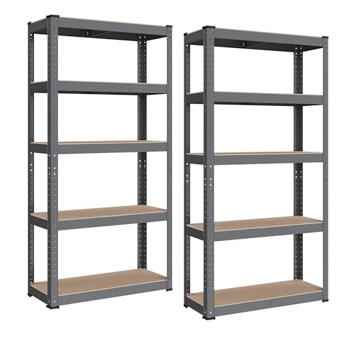 SONGMICS Schwerlastregal, 2er Set, Kellerregal, Lagerregal, 30 x 75 x 150 cm, Regal mit Stahlgestell, bis 650 kg belastbar, 5 verstellbare Ablagen, grau GLR030G02 SONGMICS Schwerlastregal, 2er Set, Kellerregal, Lagerregal, 30 x 75 x 150 cm, Regal mit Stahlgestell, bis 650 kg belastbar, 5 verstellbare Ablagen, grau GLR030G02 von SONGMICS