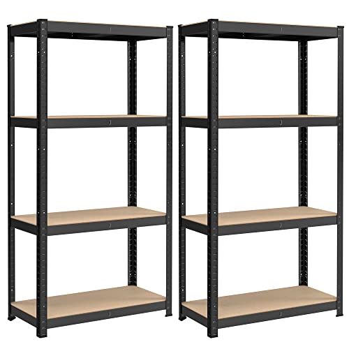 SONGMICS Schwerlastregal, 2er Set, Kellerregal, Lagerregal, 40 x 80 x 160 cm, Regal mit Stahlgestell, bis 520 kg belastbar, 4 verstellbare Ablagen, schwarz GLR044B02 SONGMICS Schwerlastregal, 2er Set, Kellerregal, Lagerregal, 40 x 80 x 160 cm, Regal mit Stahlgestell, bis 520 kg belastbar, 4 verstellbare Ablagen, schwarz GLR044B02 von SONGMICS