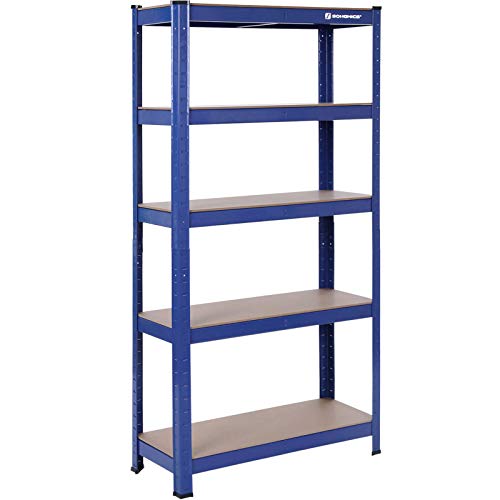 SONGMICS Schwerlastregal, 2er Set, Lagerregal, Kellerregal, 30 x 75 x 150 cm, bis 650 kg belastbar, 5 verstellbare Ablagen, Regal aus Metall, Steckregal, Werkstattregal, Keller, Garage, blau GLR60Q SONGMICS Schwerlastregal, 2er Set, Lagerregal, Kellerregal, 30 x 75 x 150 cm, bis 650 kg belastbar, 5 verstellbare Ablagen, Regal aus Metall, Steckregal, Werkstattregal, Keller, Garage, blau GLR60Q von SONGMICS