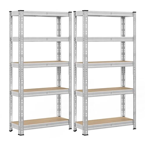 SONGMICS Schwerlastregal, 2er Set, Kellerregal, 30 x 75 x 150 cm, Schmetterling-Stecksystem, bis 875 kg belastbar, einfache Montage, Lagerregal, verstellbare Ablagen, Lagerregal, silbern GLR451E01 SONGMICS Schwerlastregal, 2er Set, Kellerregal, 30 x 75 x 150 cm, Schmetterling-Stecksystem, bis 875 kg belastbar, einfache Montage, Lagerregal, verstellbare Ablagen, Lagerregal, silbern GLR451E01 von SONGMICS