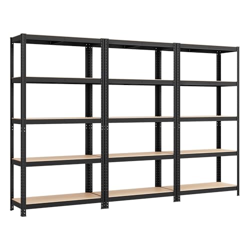 SONGMICS Schwerlastregal, 3er Set, Kellerregal, Lagerregal, 40 x 90 x 180 cm, Regal mit Stahlgestell, bis 875 kg belastbar, 5 verstellbare Ablagen, schwarz GLR040B03 SONGMICS Schwerlastregal, 3er Set, Kellerregal, Lagerregal, 40 x 90 x 180 cm, Regal mit Stahlgestell, bis 875 kg belastbar, 5 verstellbare Ablagen, schwarz GLR040B03 von SONGMICS