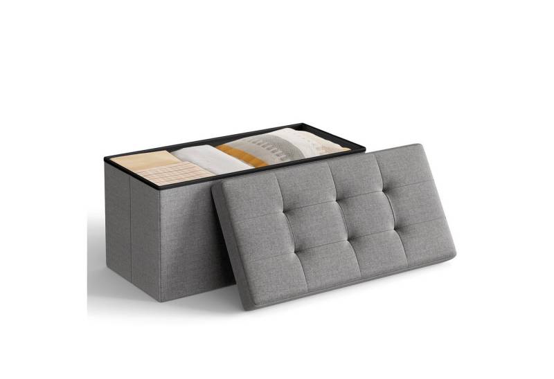 SONGMICS Sitzbank sitzhocker, 76/110cm mit Stauraum, klappbare Sitztruhe, Fußbank von SONGMICS