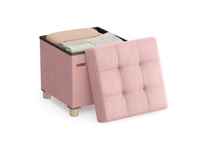 SONGMICS Sitzhocker, Sitzhocker, Aufbewahrungsbox faltbar, 38 x 38 x 40 cm, Fußhocker von SONGMICS