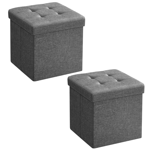 SONGMICS 30 cm Sitzbank mit Stauraum, 2er Set, klappbare Sitztruhe, Aufbewahrungsbox, Fußbank, dunkelgrau LSF426G02 SONGMICS 30 cm Sitzbank mit Stauraum, 2er Set, klappbare Sitztruhe, Aufbewahrungsbox, Fußbank, dunkelgrau LSF426G02 von SONGMICS