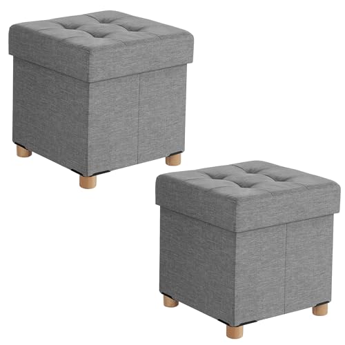 SONGMICS Sitzbank mit Stauraum, 2er Set, Schuhbank, klappbare Sitztruhe, Aufbewahrungsbox, Fußbank, 38 x 38 x 40 cm, für Wohnzimmer, Schlafzimmer, hellgrau LSF427G02 SONGMICS Sitzbank mit Stauraum, 2er Set, Schuhbank, klappbare Sitztruhe, Aufbewahrungsbox, Fußbank, 38 x 38 x 40 cm, für Wohnzimmer, Schlafzimmer, hellgrau LSF427G02 von SONGMICS
