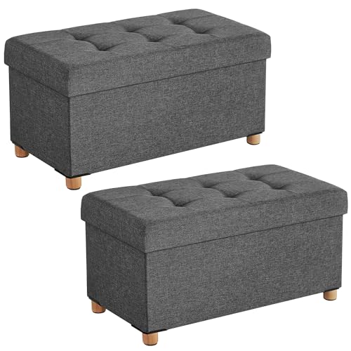 SONGMICS Sitzbank mit Stauraum, 2er Set, Schuhbank, klappbare Sitztruhe, Aufbewahrungsbox, Fußbank, 38 x 76 x 40 cm, für Wohnzimmer, Schlafzimmer, dunkelgrau LSF425G02 SONGMICS Sitzbank mit Stauraum, 2er Set, Schuhbank, klappbare Sitztruhe, Aufbewahrungsbox, Fußbank, 38 x 76 x 40 cm, für Wohnzimmer, Schlafzimmer, dunkelgrau LSF425G02 von SONGMICS