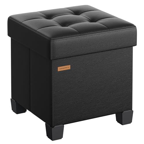 SONGMICS Sitzhocker mit Stauraum, kleine klappbare Sitzbank, 38 x 38 x 40 cm Fußbank, Aufbewahrungsbox, bis 300 kg belastbar, für Wohnzimmer Schlafzimmer Schlafsaal, Schwarz LSF0512B02 SONGMICS Sitzhocker mit Stauraum, kleine klappbare Sitzbank, 38 x 38 x 40 cm Fußbank, Aufbewahrungsbox, bis 300 kg belastbar, für Wohnzimmer Schlafzimmer Schlafsaal, Schwarz LSF0512B02 von SONGMICS