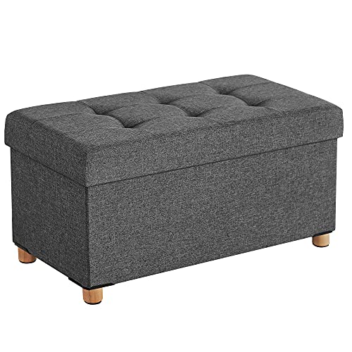 SONGMICS Sitzhocker mit Stauraum, klappbare Sitzbank mit Beinen, 38 x 76 x 40 cm Fußbank, Aufbewahrungsbox, bis 300 kg belastbar, für Wohnzimmer Schlafzimmer Flur, schiefergrau LSF16GYZ von SONGMICS