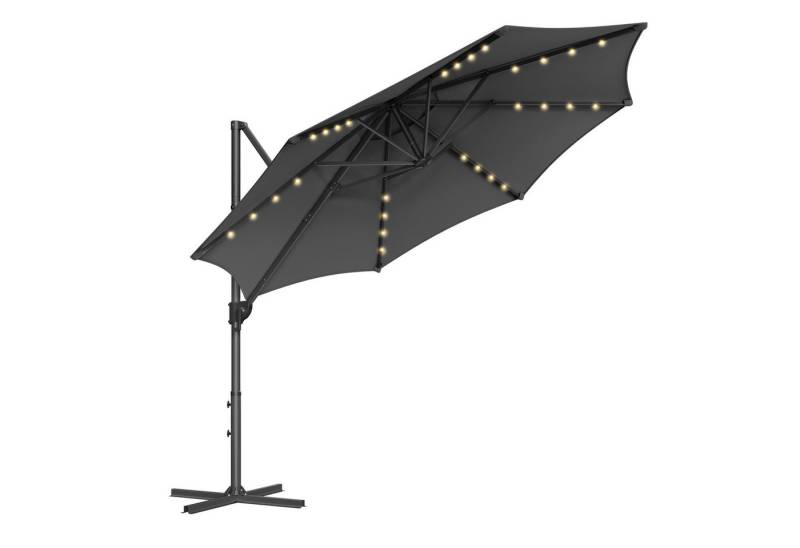 SONGMICS Sonnenschirm, Ampelschirm, ∅300cm, 28 Solar-LED-Leuchten, UPF 50+, um 360° drehbar von SONGMICS