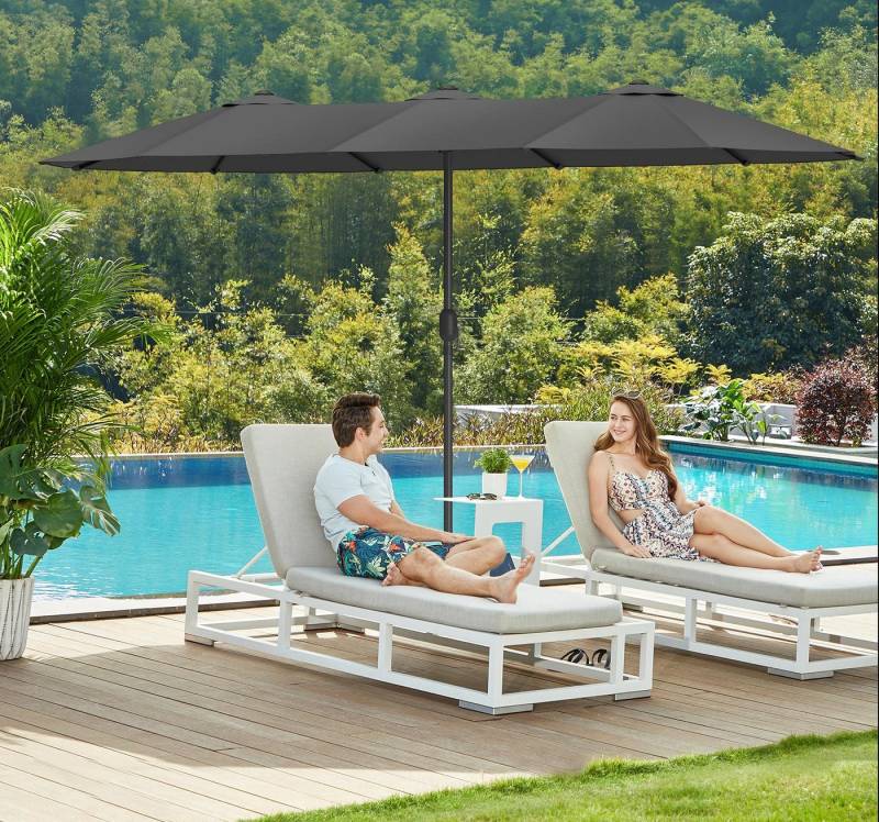 SONGMICS Sonnenschirm, LxB: 394x200 cm, extra großer Doppelsonnenschirm, UPF 50+,mit Kurbel,ohne Ständer von SONGMICS