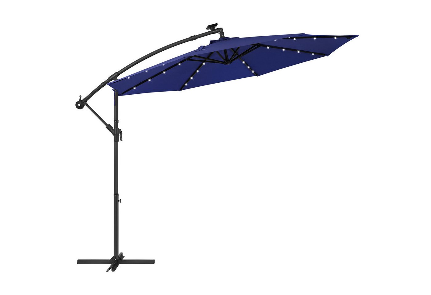 SONGMICS Sonnenschirm, Ø 300 cm, LED-Solar-Beleuchtung, UPF 50+, mit Ständer von SONGMICS