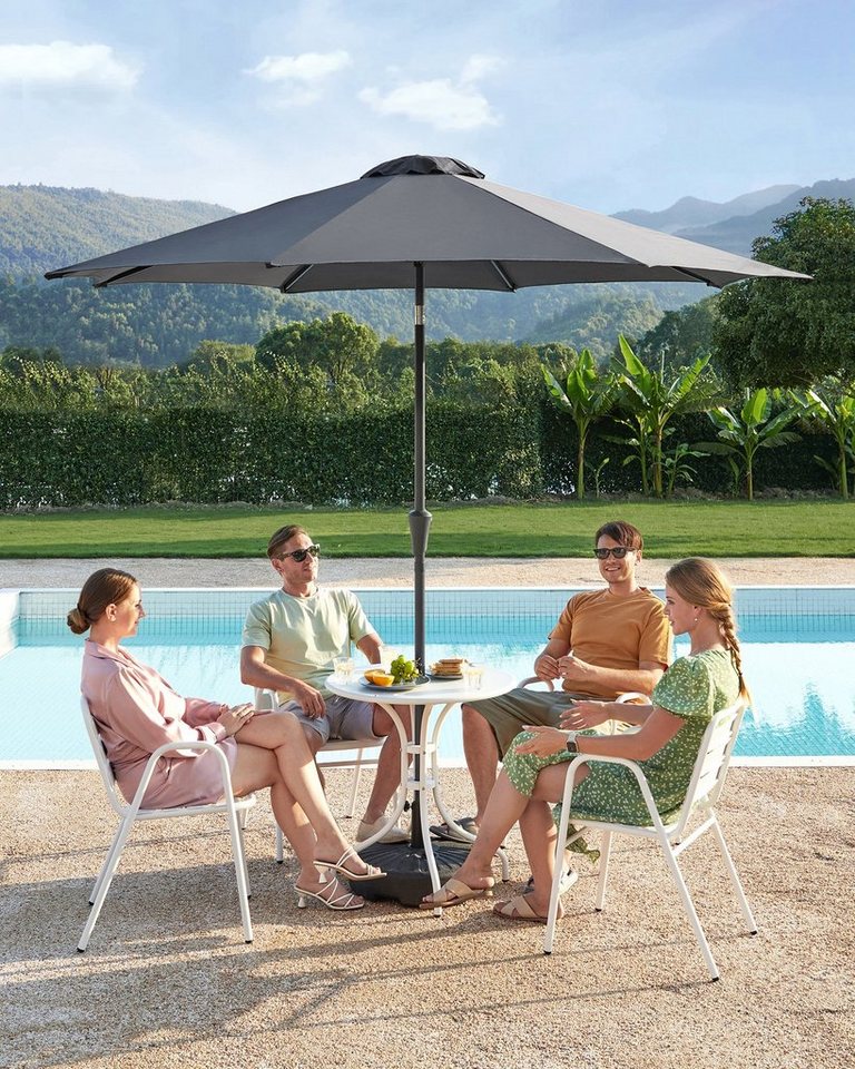 SONGMICS Sonnenschirm, UPF 50+, mit Kurbel, beidseitig um 30° knickbar, ∅264cm, ohne Ständer von SONGMICS