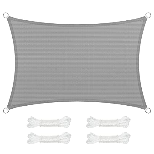 SONGMICS Sonnensegel 2 x 3 m, Sonnenschutz aus HDPE-Gewebe, luftdurchlässig, wasserdurchlässig, für Terrasse, Garten, Balkon, Camping, rechteckig, konkav, 2 m Seile, hellgrau GSS23QY SONGMICS Sonnensegel 2 x 3 m, Sonnenschutz aus HDPE-Gewebe, luftdurchlässig, wasserdurchlässig, für Terrasse, Garten, Balkon, Camping, rechteckig, konkav, 2 m Seile, hellgrau GSS23QY von SONGMICS