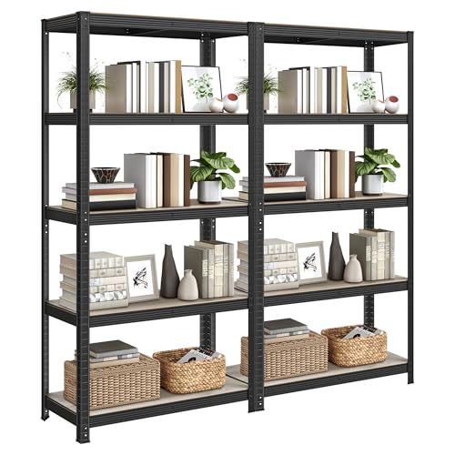 SONGMICS Standregal, 2er Set, Bücherregal, Lagerregal, 5 Ablagen, verstellbar, 40 x 90 x 180 cm, jeweils bis 875 kg belastbar, für Küche, Wohnzimmer, Greige-schwarz GLR040B22 SONGMICS Standregal, 2er Set, Bücherregal, Lagerregal, 5 Ablagen, verstellbar, 40 x 90 x 180 cm, jeweils bis 875 kg belastbar, für Küche, Wohnzimmer, Greige-schwarz GLR040B22 von SONGMICS