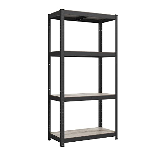 SONGMICS Standregal, Bücherregal, Lagerregal, 4 Ablagen, verstellbar, 40 x 80 x 160 cm, bis 520 kg belastbar, für Küche, Wohnzimmer, Greige-schwarz GLR044B21 von SONGMICS