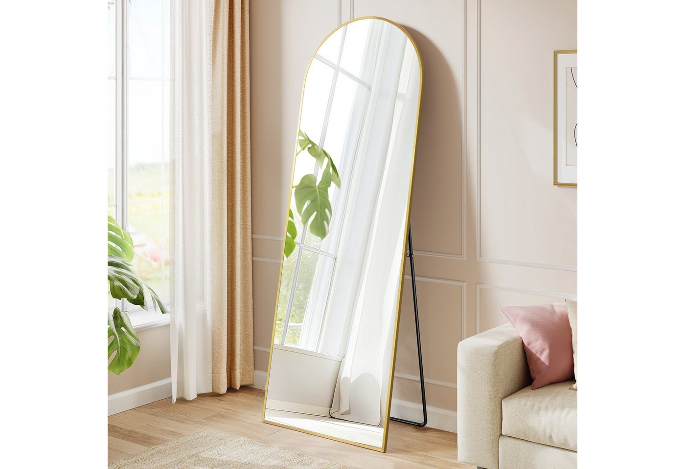 SONGMICS Standspiegel Wandspiegel, Ganzkörperspiegel, stehend oder wandmontiert, 165x60 / 160x50 / 140x40 cm, Rahmen aus Aluminiumlegierung, Hartglas von SONGMICS