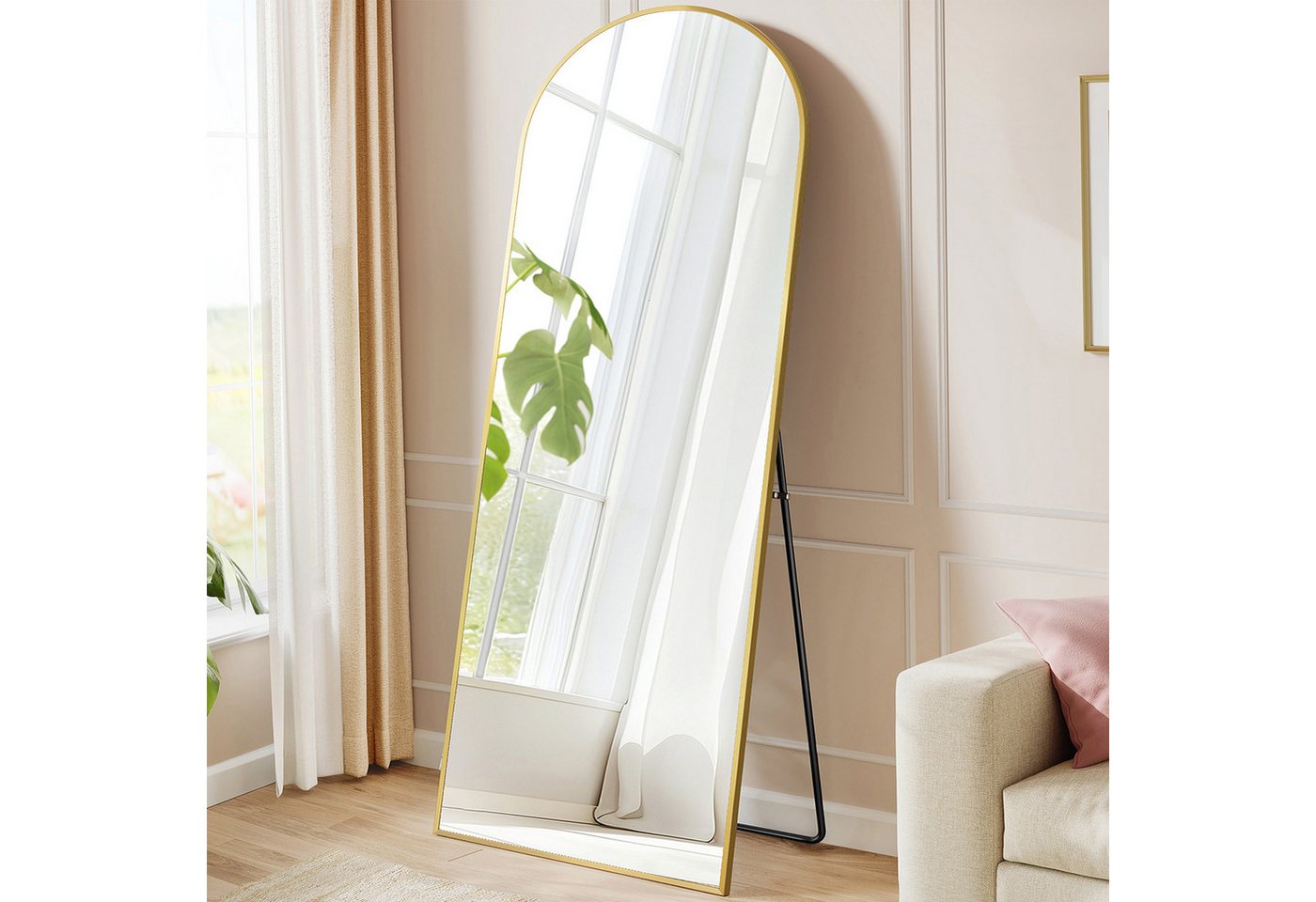 SONGMICS Standspiegel Wandspiegel, Ganzkörperspiegel, stehend oder wandmontiert, 165x60 / 160x50 / 140x40 cm, Rahmen aus Aluminiumlegierung, Hartglas von SONGMICS