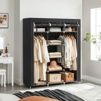 Kleiderschrank, Faltschrank, Stoffschrank, faltbare Garderobe mit 2 Kleiderstange, 175 x 150 x 45 cm, schwarz RYG12B - Schwarz von SONGMICS