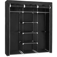 Faltbarer Kleiderschrank aus schwarzem Stoff mit Garderobe - L150 cm von SONGMICS