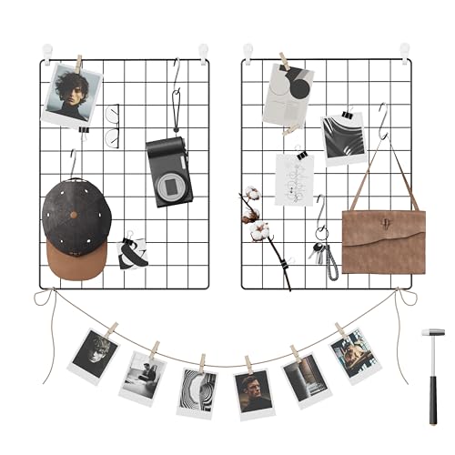 SONGMICS Wandgitter für Foto Metall Wandgitter Panel DIY Draht Foto Hängende Display 2er Set mit S Haken Clip Hanfschnur 16,5 x 12,2 Zoll Schwarz ULPP01H SONGMICS Wandgitter für Foto Metall Wandgitter Panel DIY Draht Foto Hängende Display 2er Set mit S Haken Clip Hanfschnur 16,5 x 12,2 Zoll Schwarz ULPP01H von SONGMICS