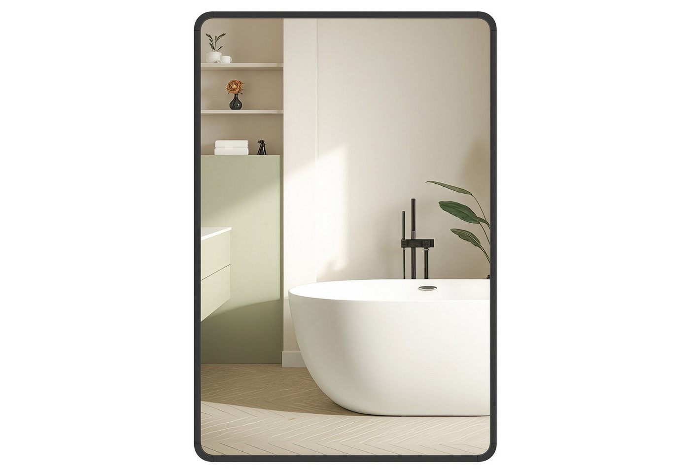 SONGMICS Wandspiegel, rechteckiger Spiegel, Aluminiumrahmen, 91 x 61 cm, Sicherheitsfolie von SONGMICS