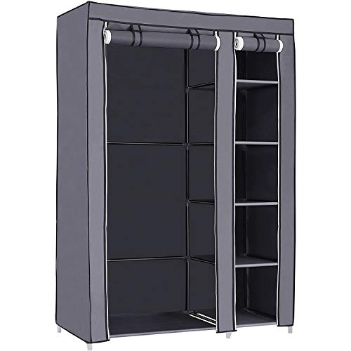 SONGMICS XL Stoffschrank Kleiderschrank Faltschrank Campingschrank mit Kleiderstange 110 x 175 x 45 cm Grau LSF007G, Stoff von SONGMICS