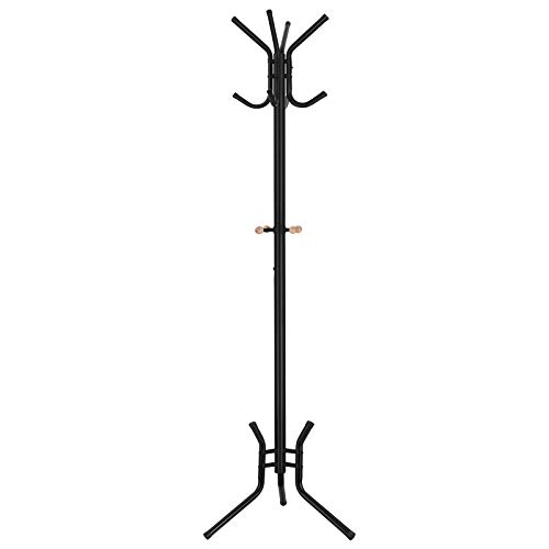 SONGMICS Garderobenständer, Kleiderständer, 49 x 176 cm, 12 Haken, für Mäntel, Hüte, Taschen, Metall, schwarz RCR17B von SONGMICS