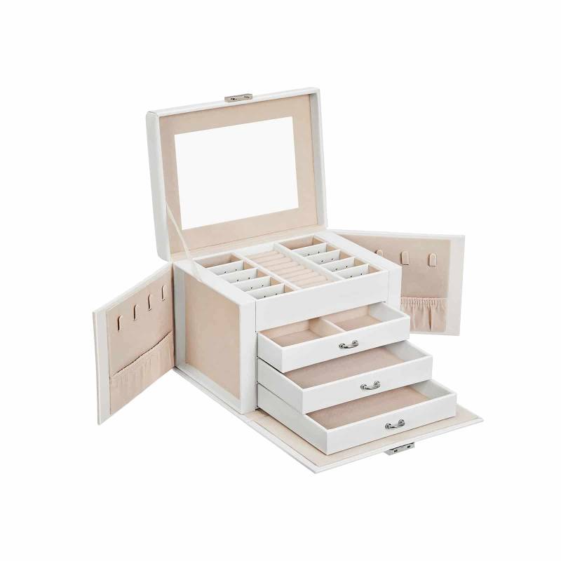 Schmuckbox mit 4 Ebenen Weiß von SONGMICS