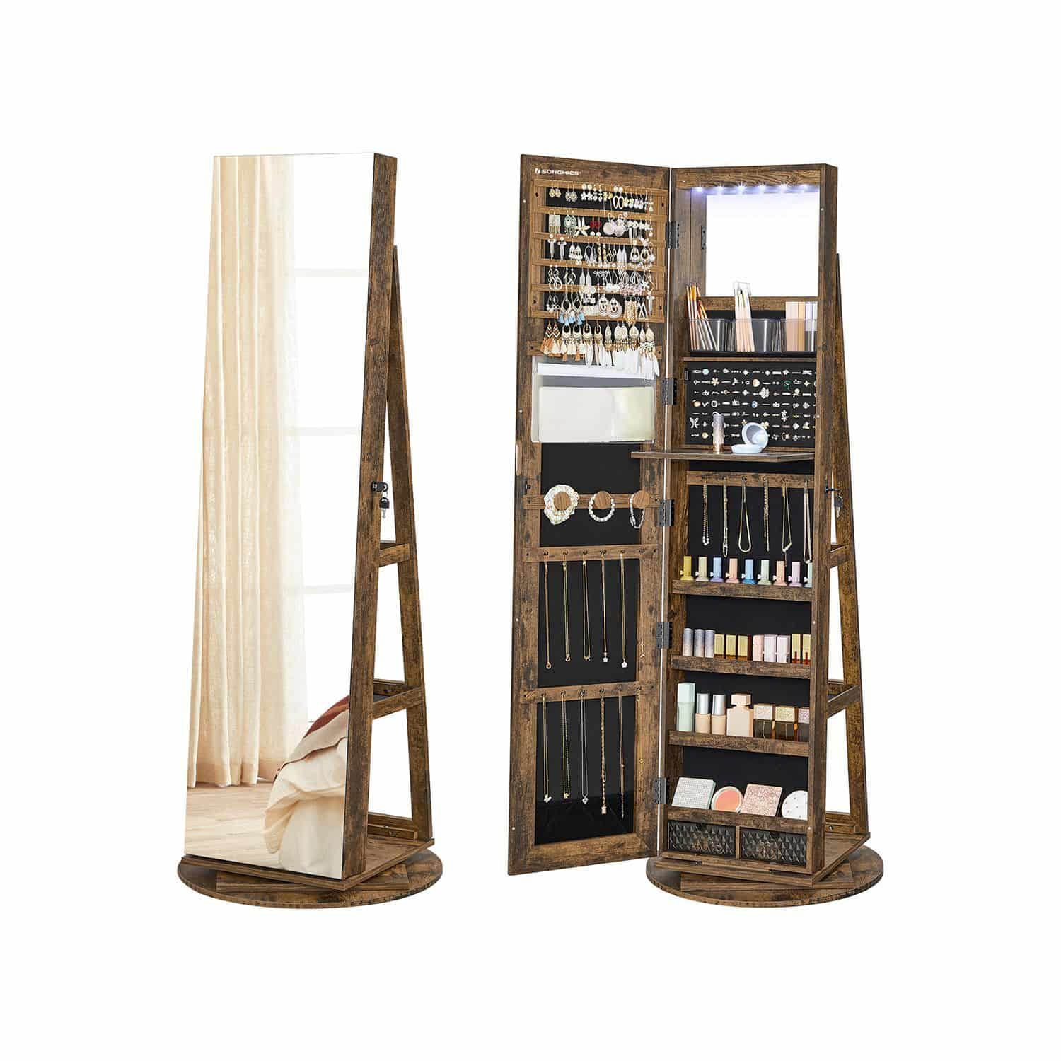 Schmuckschrank, Spiegelschrank, mit rahmenlosem Ganzkörperspiegel Schmuckschrank, Spiegelschrank, mit rahmenlosem Ganzkörperspiegel von SONGMICS
