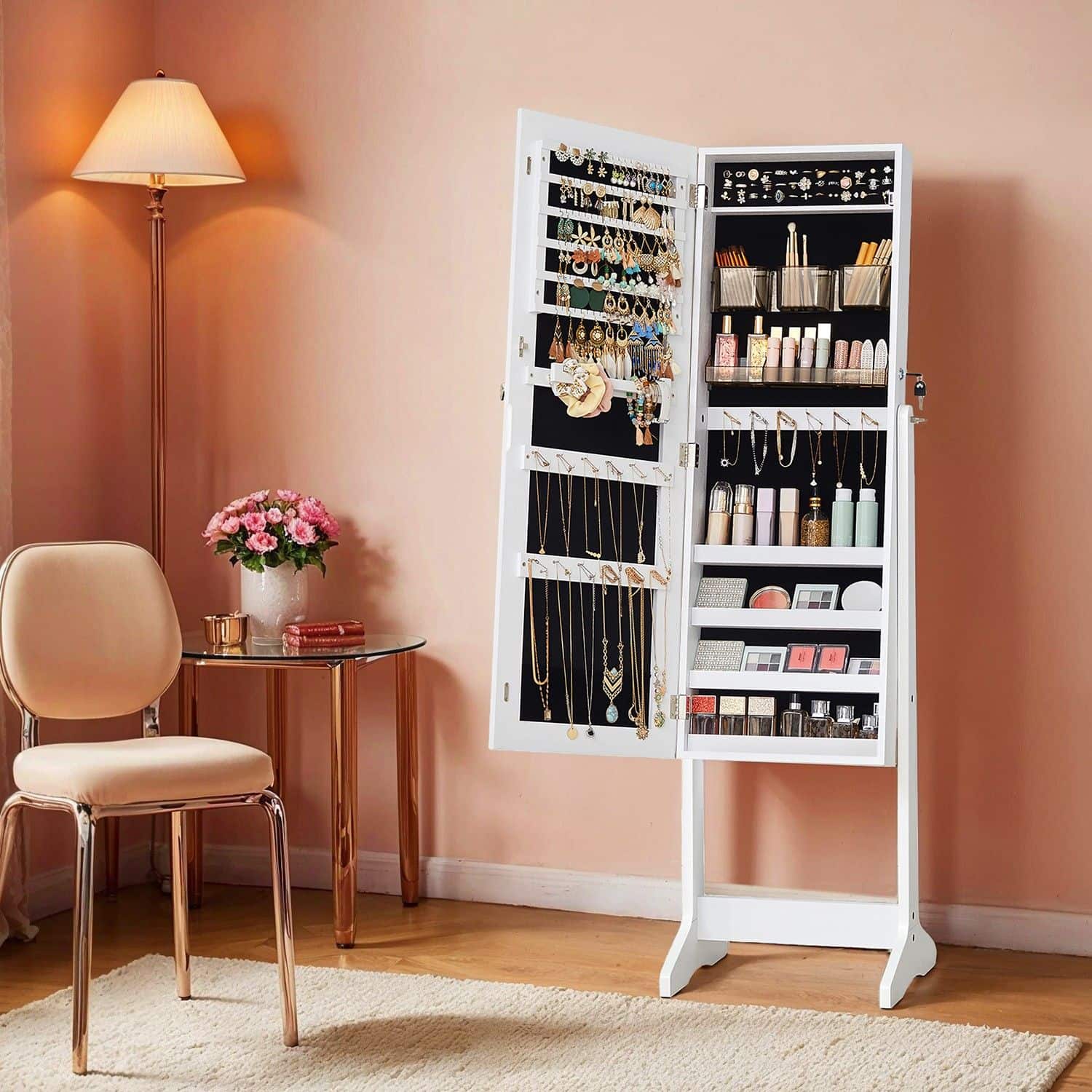 Schmuckschrank stehend, Spiegelschrank, rahmenloser Ganzkörperspiegel Schmuckschrank stehend, Spiegelschrank, rahmenloser Ganzkörperspiegel von SONGMICS