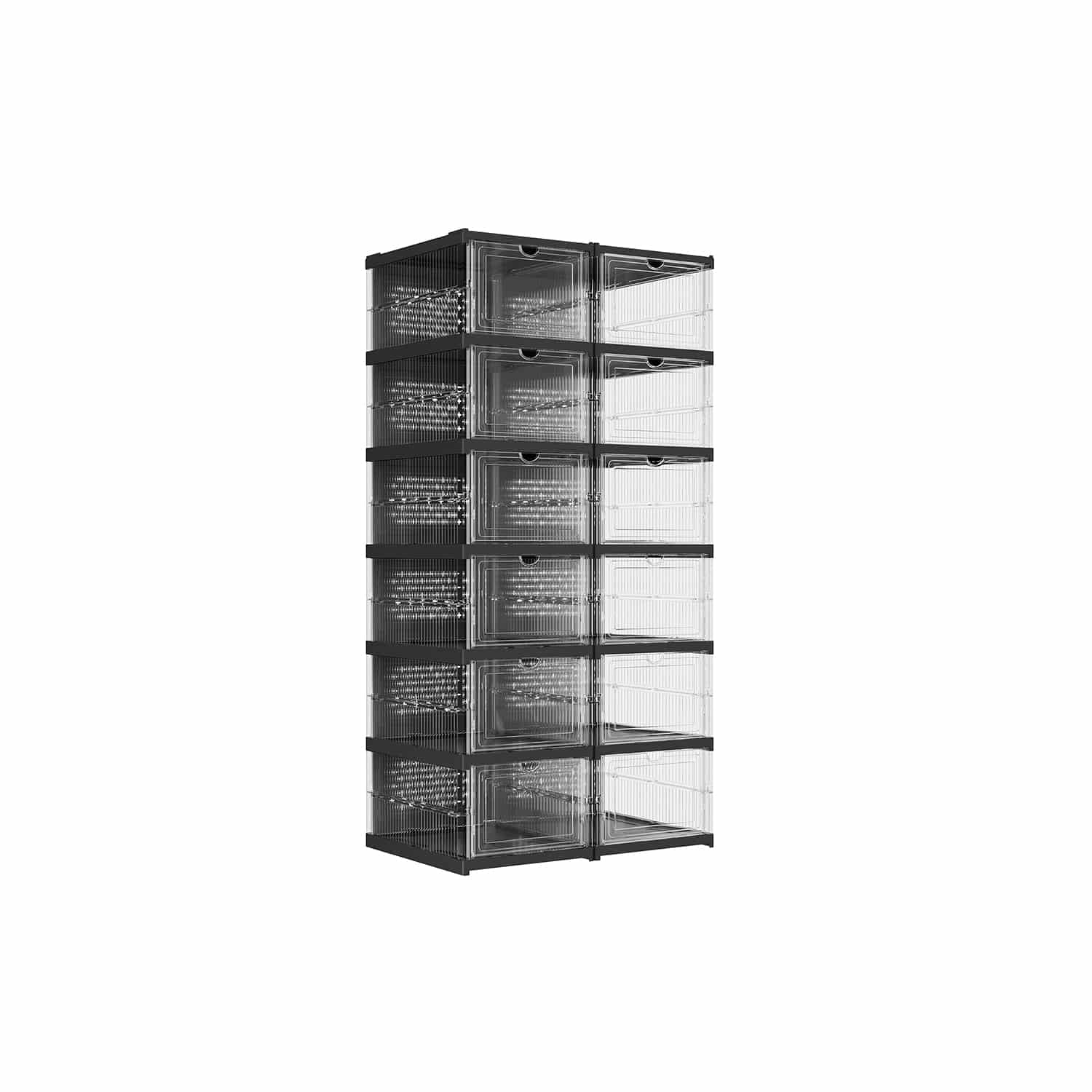 Schuhschrank 2er Set mit Schuhboxen transparent-tintenschwarz von SONGMICS