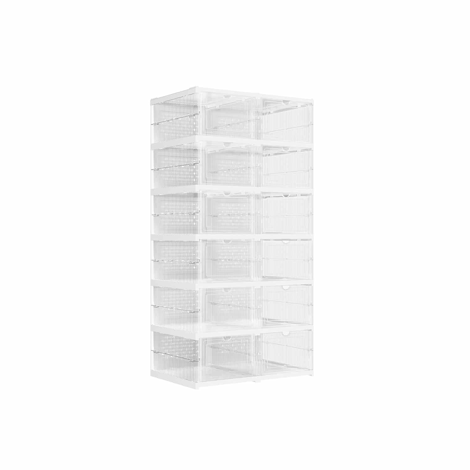 Schuhschrank 2er Set mit Schuhboxen transparent-wolkenweiß von SONGMICS