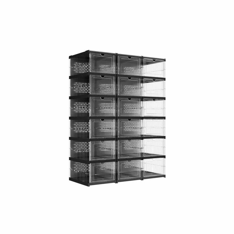 Schuhschrank 3er Set mit Schuhboxen transparent-tintenschwarz von SONGMICS