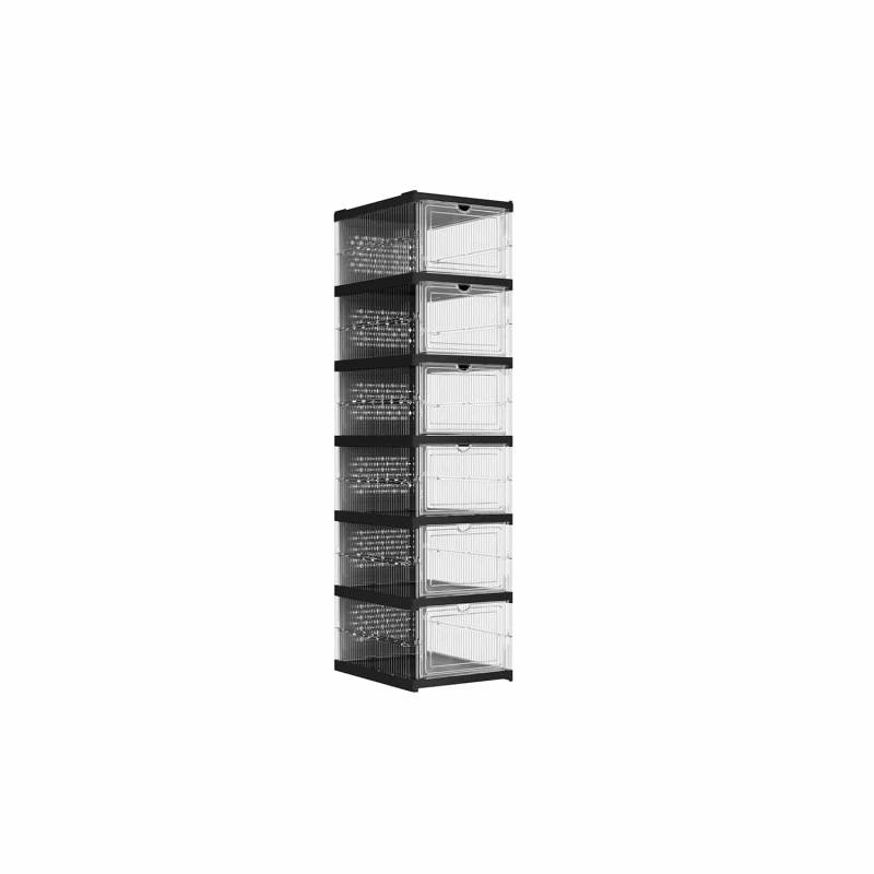 Schuhschrank mit 6 Schuhboxen transparent-tintenschwarz von SONGMICS