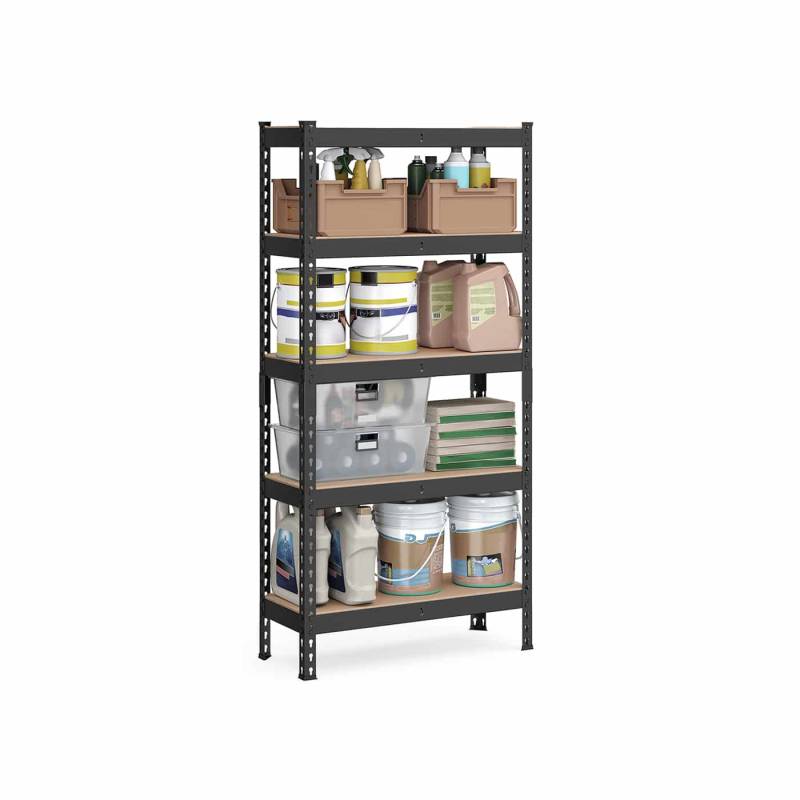 Schwerlastregal mit 5 Ablagen 30 x 75 x 150 cm schwarz von SONGMICS