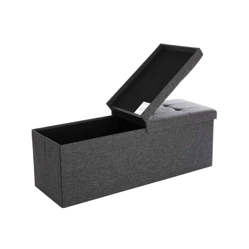 Sitzbank mit Klappdeckel 110 cm Dunkelgrau von SONGMICS