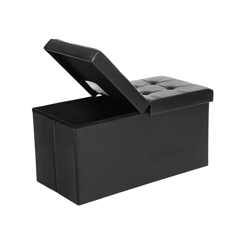 Sitzbank mit Klappdeckel 76 cm Schwarz von SONGMICS