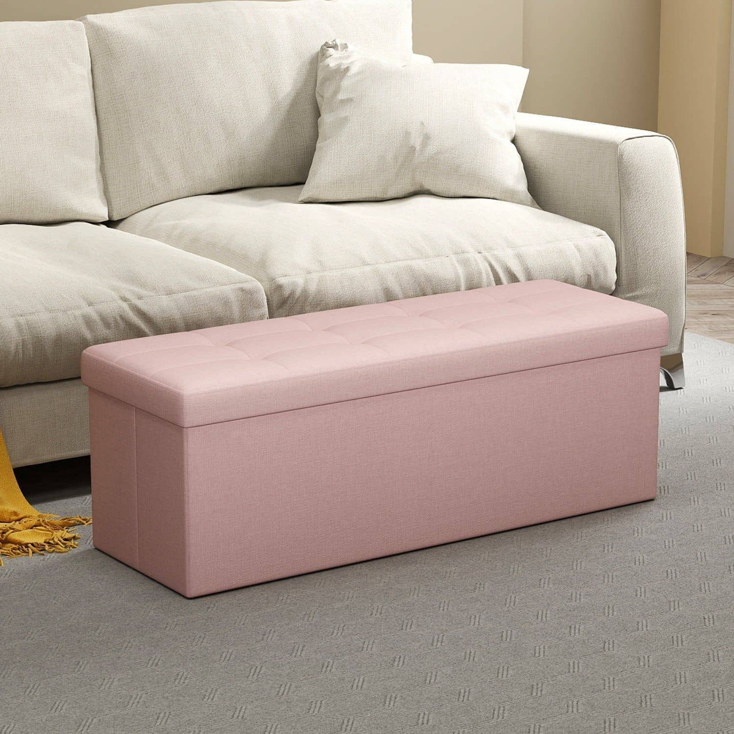 Sitzbank mit Stauraum, 38 x 110 x 38 cm, Sitztruhe von SONGMICS