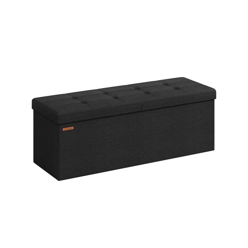 Sitzbank mit Stauraum 38 x 110 x 38 cm tintenschwarz von SONGMICS