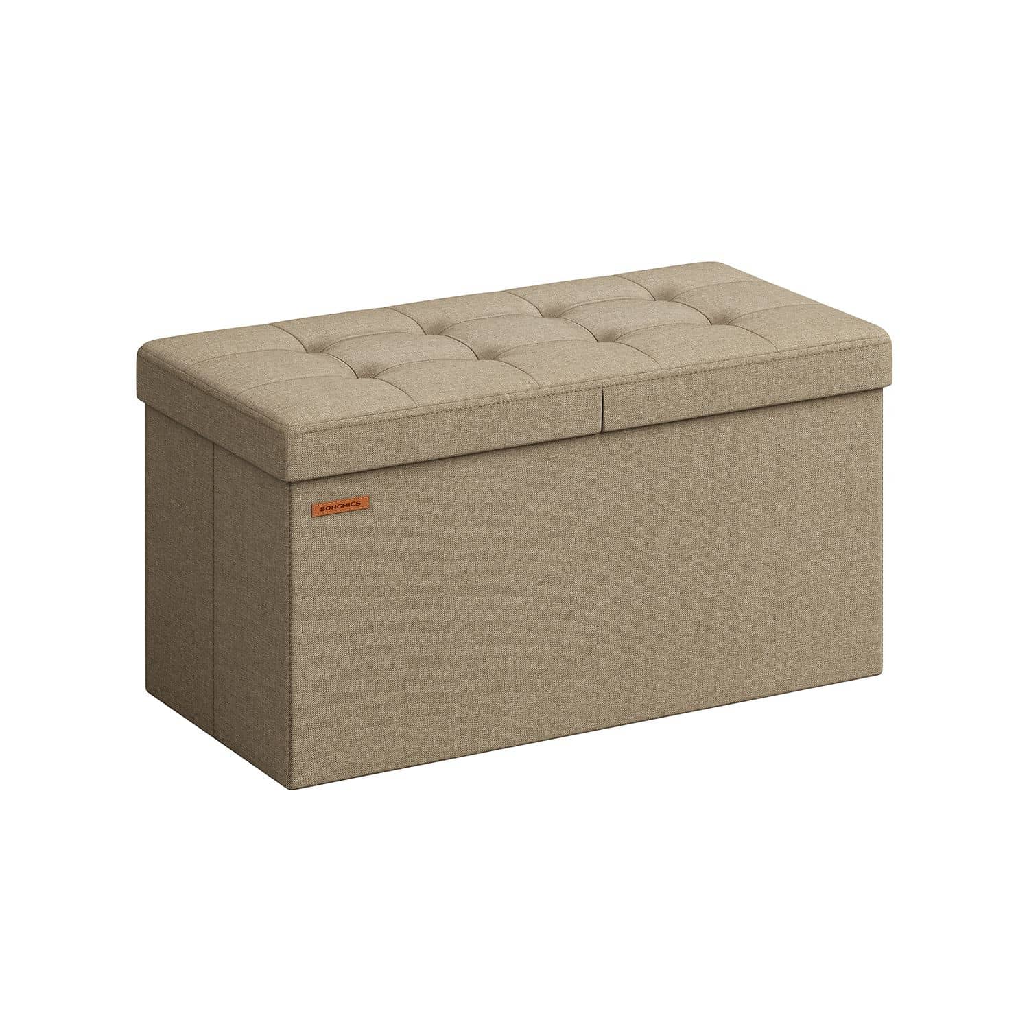 Sitzbank mit Stauraum 38 x 76 x 38 cm kamelbraun von SONGMICS