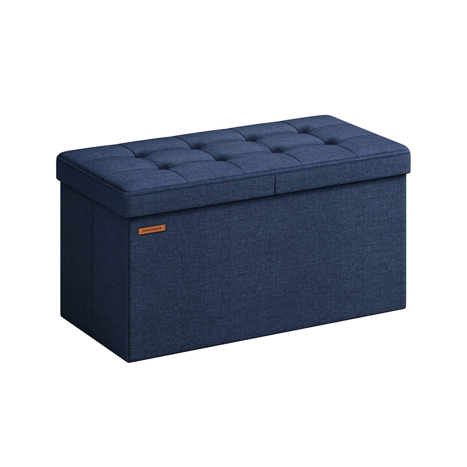 Sitzbank mit Stauraum 38 x 76 x 38 cm mitternachtsblau von SONGMICS